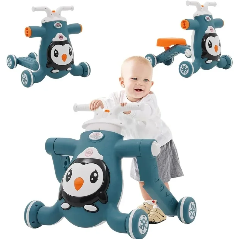 3-in-1 Foldable Baby Walker Push Car Multifunctional Toddler Learning Walking Helper Toy with Infant Activity Play Cart for Baby
