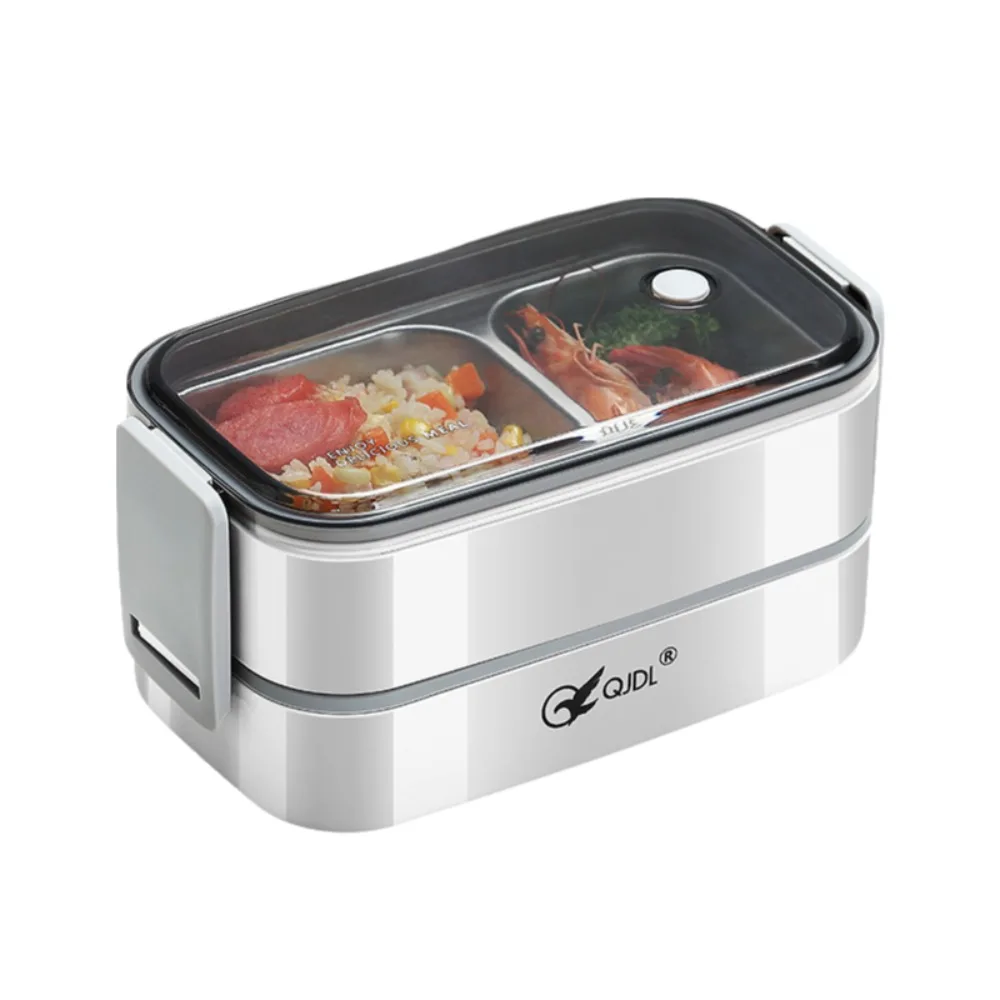 

304 Stainless Steel 2 Layer Lunch Box Compartments Leak-Proof Food Container Microwavable Food Storage Box Worker