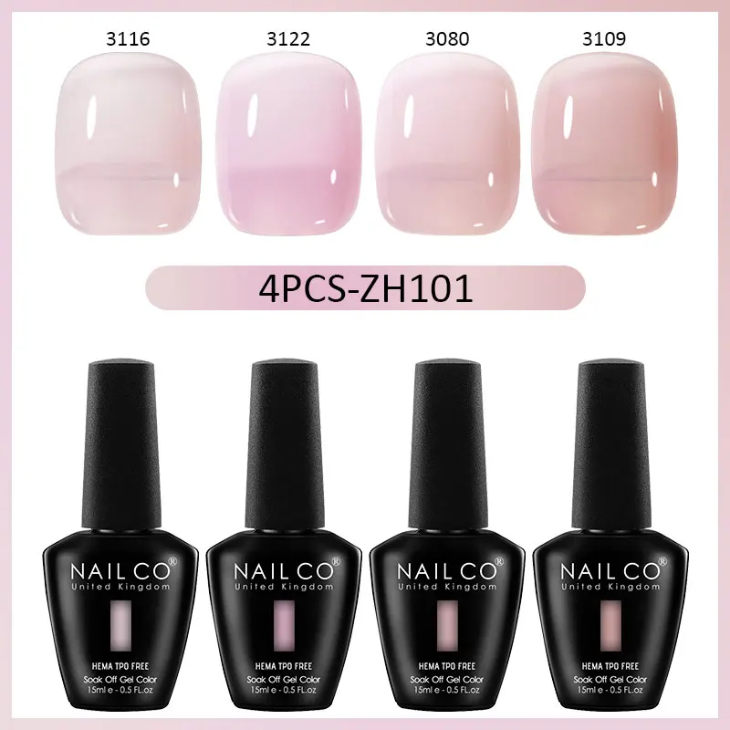NAILCO 4pcs 15ml Autumn Winter Translucent Color Gel Nail Polish Jelly UV Nails Gel Polish Kit Esmalte Paint Nail Art