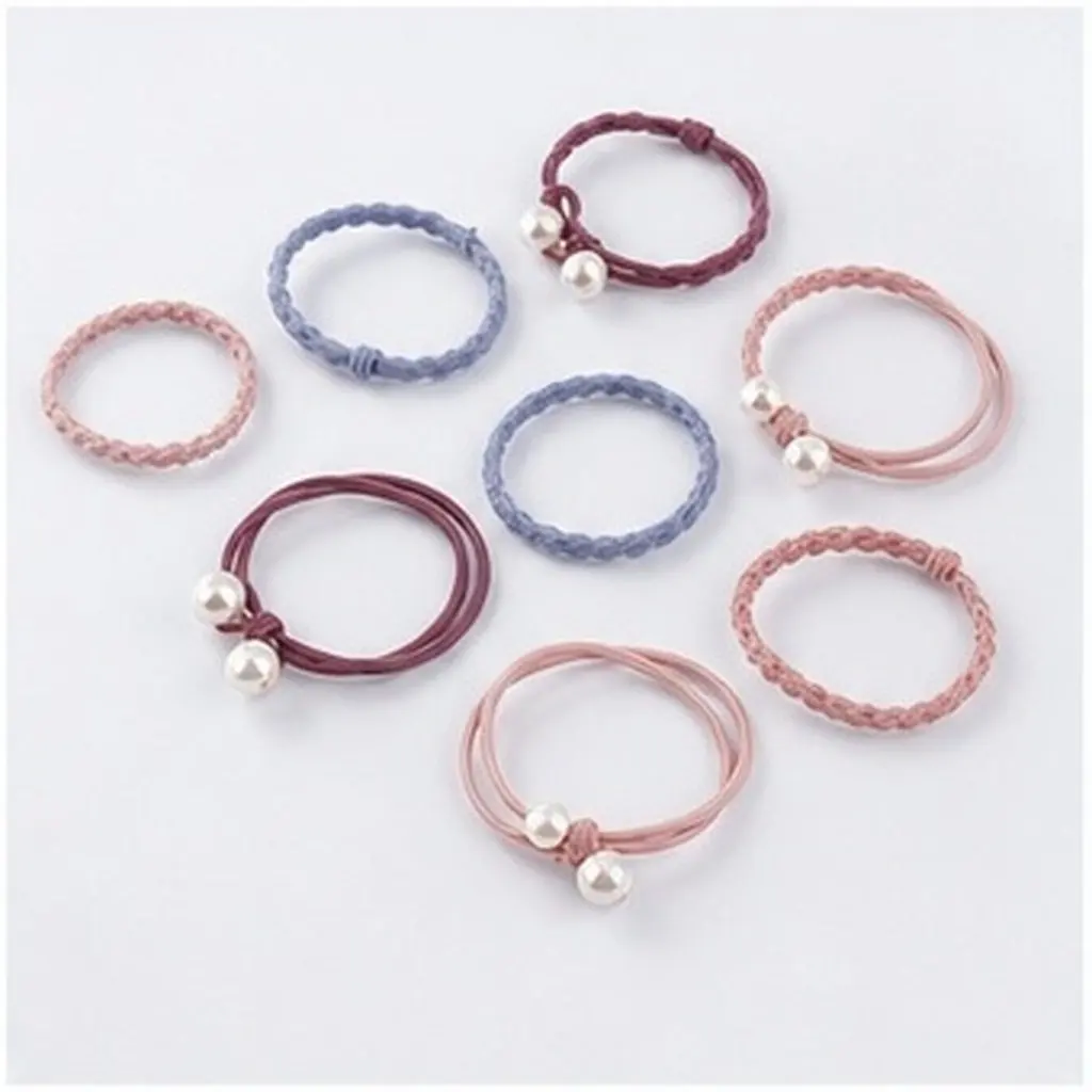 24Pcs Hair Ties Pearl Stretch Bead Ponytail Holder Simple Design Hair Scrunchies for Work Party Wear