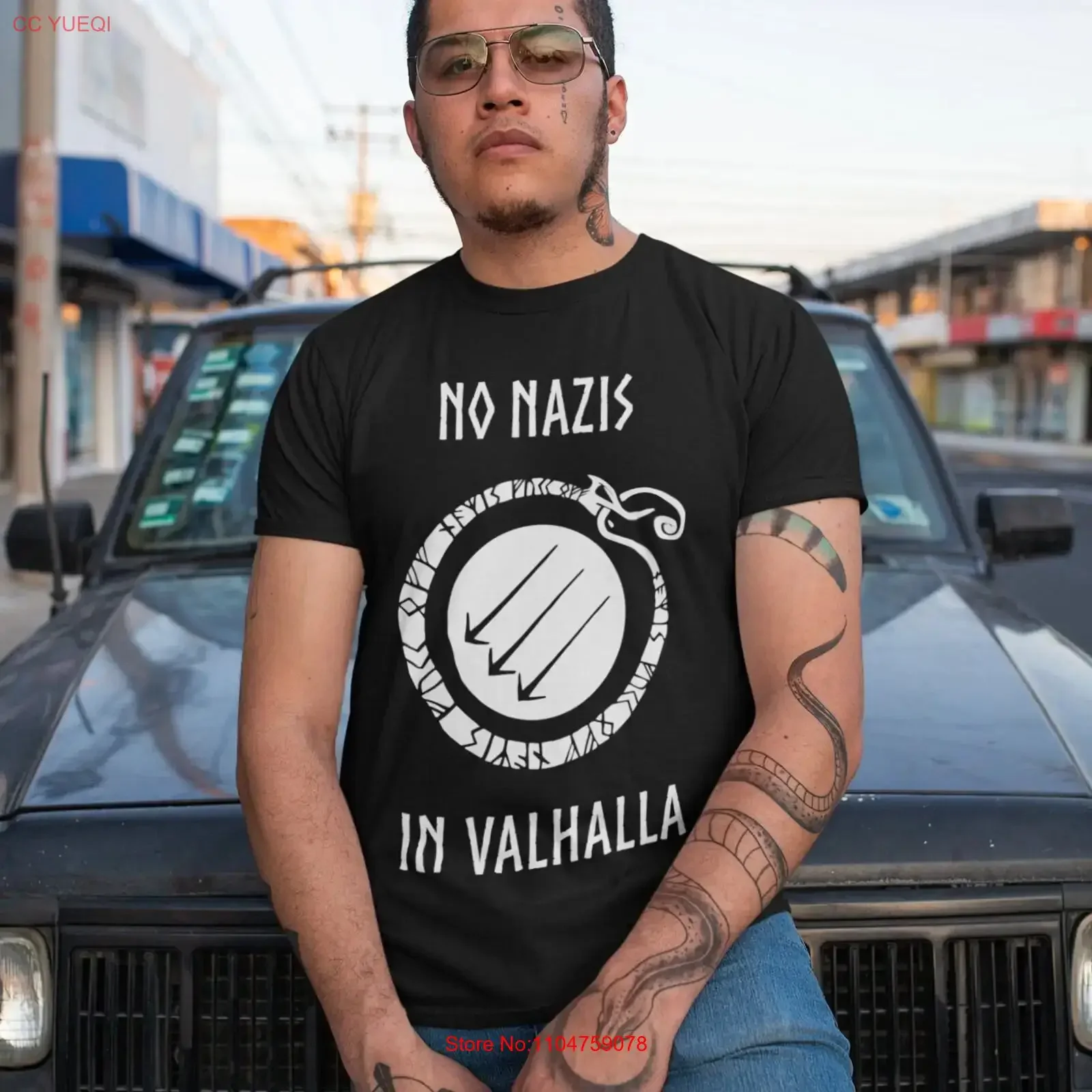 No Nazis in Valhalla T Shirt Anti Racist Rune Norse Pagans Against Hate White Supremacy vintage Washed Top For Everyday Wear