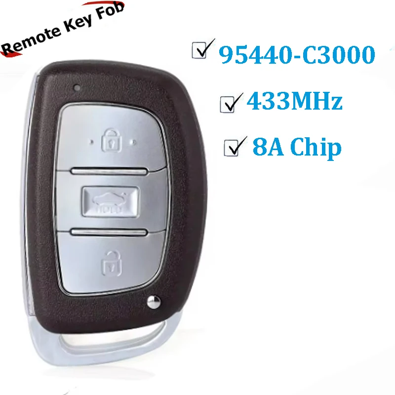 KEYECU Keyless-GO Smart Remote Car Key Fob for Hyundai Sonata 2015 2016 2017 2018 P/N: 95440-C3000 433MHz 8A Chip