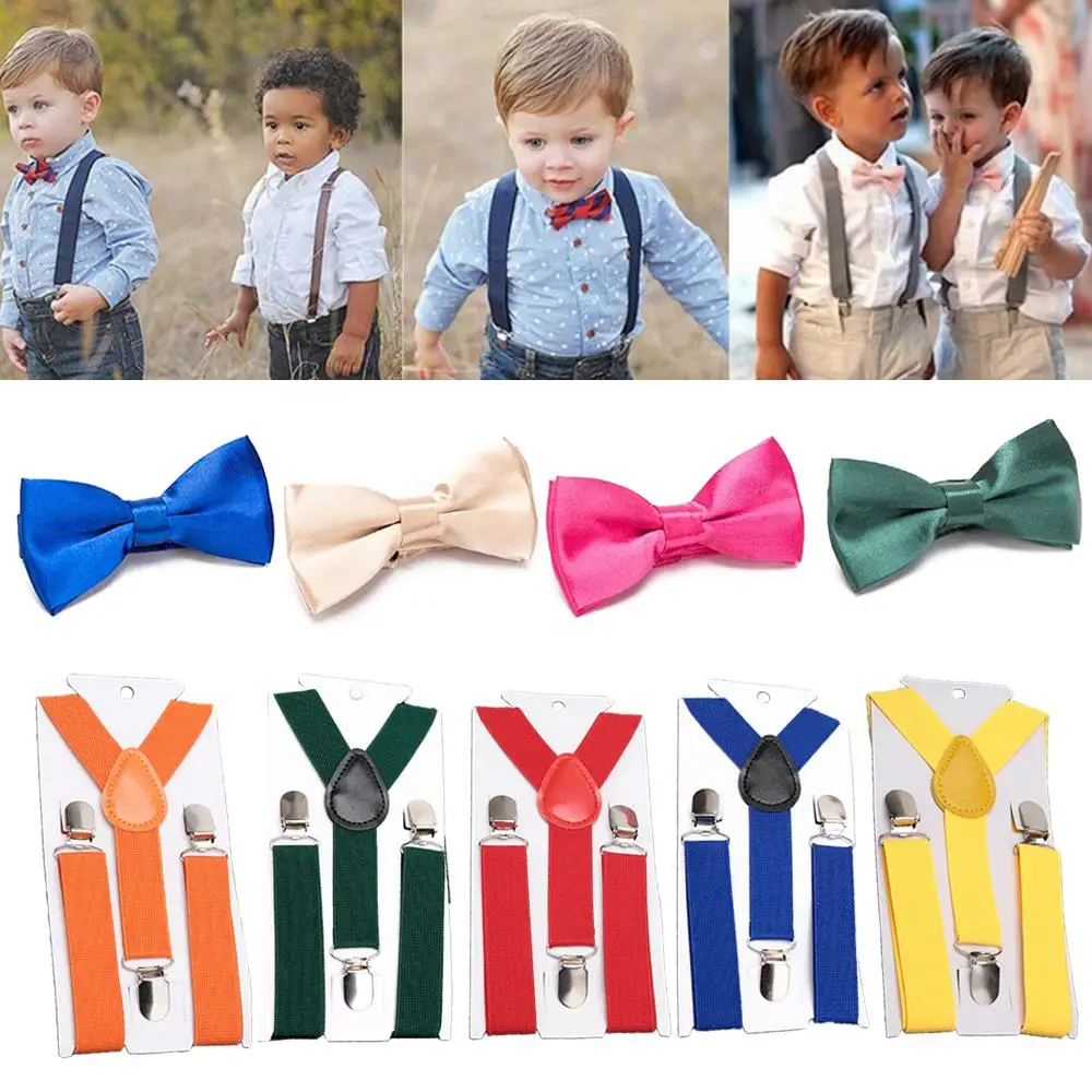 Cute Bowtie Harness Clip Suspenders Tie Suit for Kids Child Bowtie Harness Clip Smooth More Style Beautiful Colorful Fashion