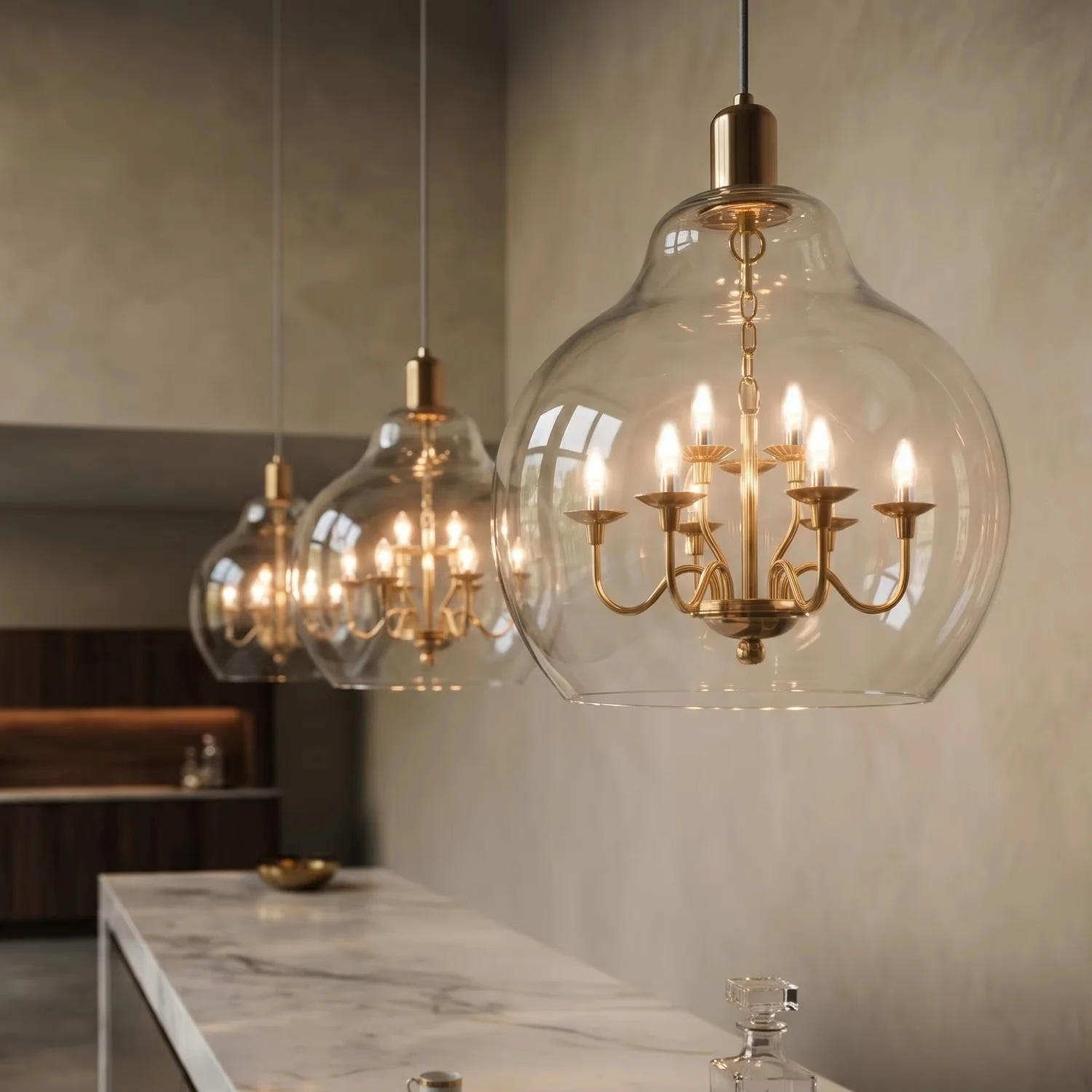 Modern Minimalist Led Glass Chandelier For Home Decoration Living Room Bedroom Dining Table Retro Candlestick Lighting Fixtures