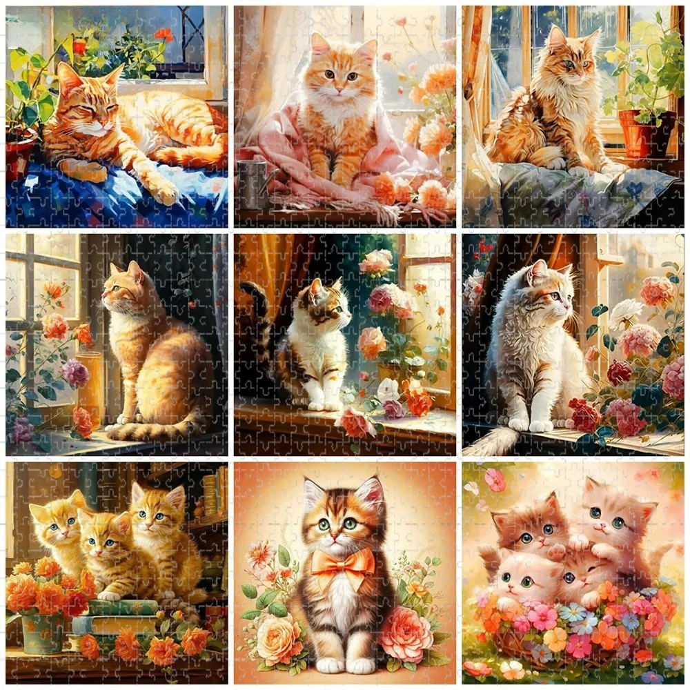 

Пазлы «Кошки и Цветы» (1024 элемента) – Сложные семейные игры для игровой комнаты, спальни, гостиной