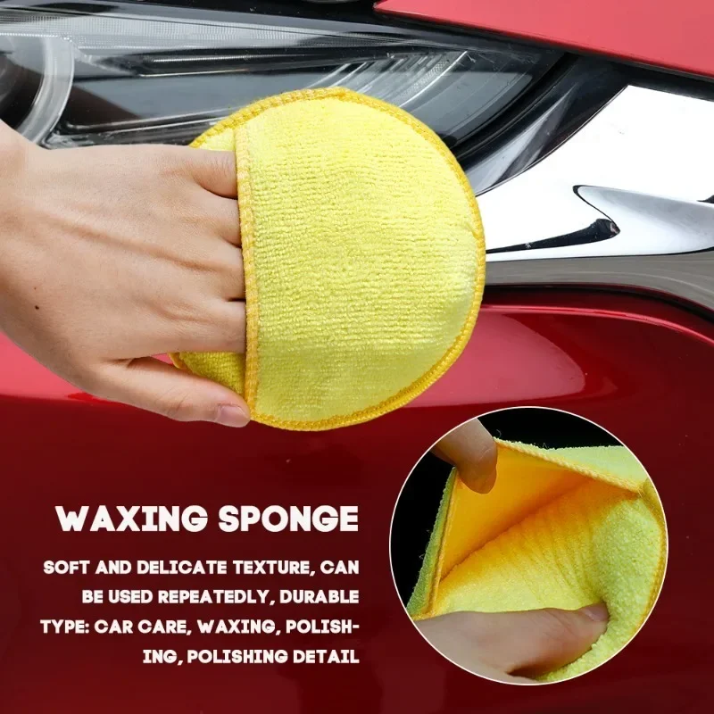 5-inch Waxed Sponge Block Ultrafine Fiber Car Crystal Plating Waxing Pads Pocket Design Elastic Sponge Car Body Paint Care Tools