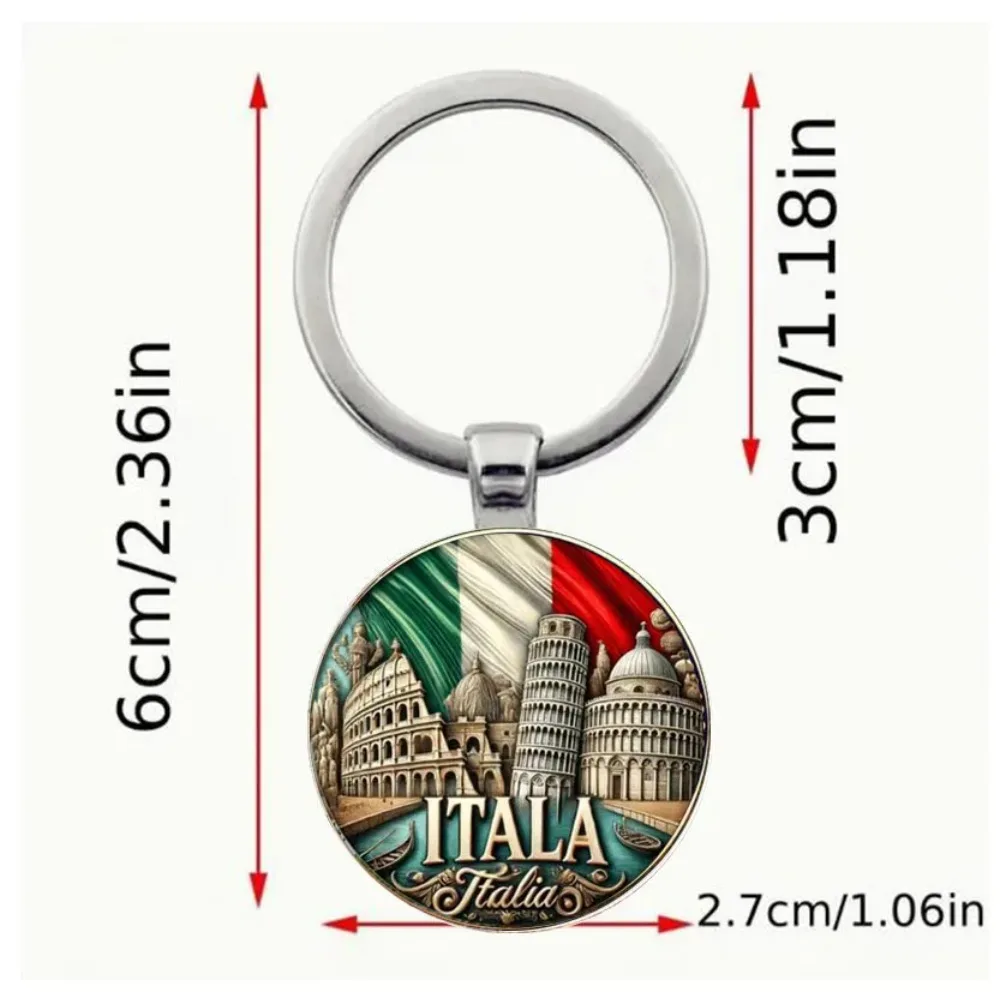 6/12/24 Sets Italienische Schlüsselanhänger mit Rom-Kolosseum, Schiefsturm und Flaggenfarben, mit Karte & Musselin-Beutel, Hochzeitsgeschenke für Gäste – Detail 2