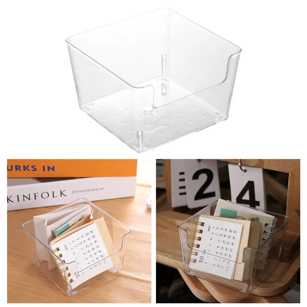 

Simple Chic Acrylic Note Holder Transparent Efficient Clear Note Box Card Paper Waterproof Desk Organizer Stationery Storage