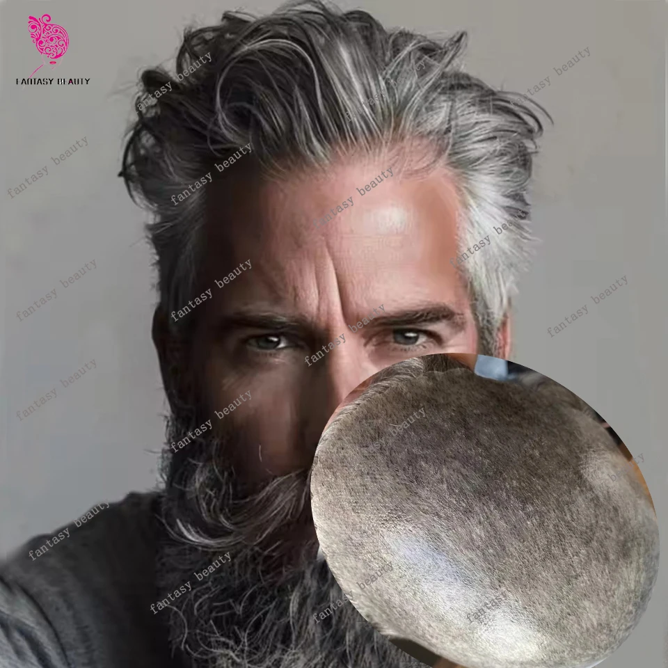 

Супер натуральная линия волос 1B40 1B80, старый мужской парик, темно-коричневые, светлые человеческие волосы, необнаружимые, прочная, тонкая микрокожа для выпадения волос