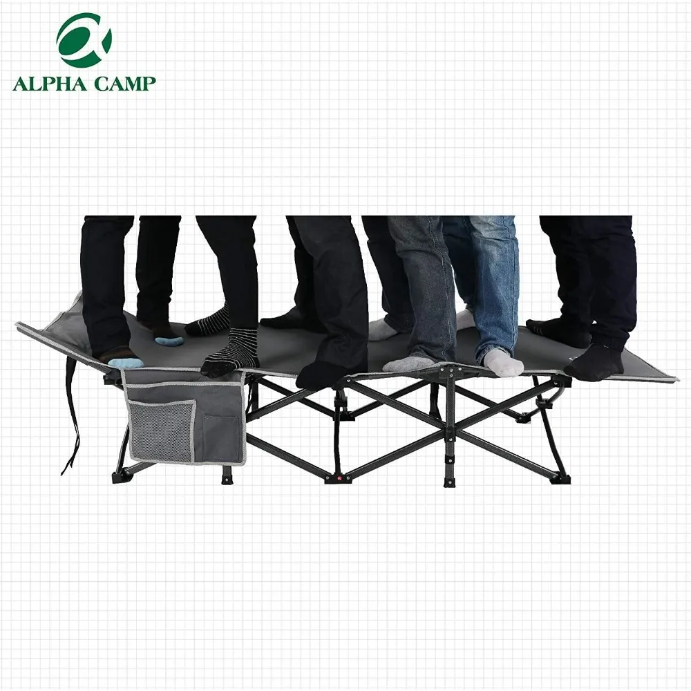 Oversized Camping Cot Ondersteunt 600 Lbs Slaapbed Opvouwbare Stalen Frame Draagbaar Met Draagtas