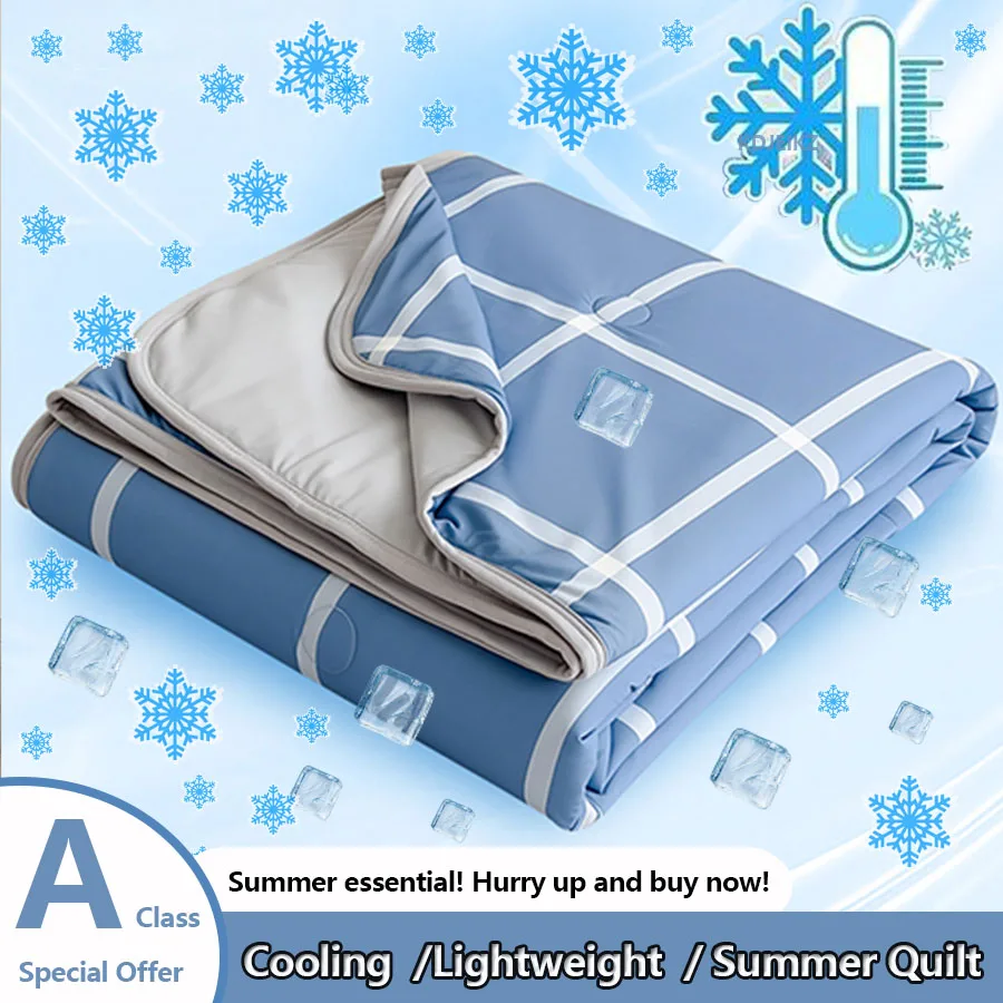 Luxurious Summer Double-Sided Cooling Quilt  Lightweight Breathable Summer Air-Conditioning Bed Sheet Double-Sided Printed Quilt
