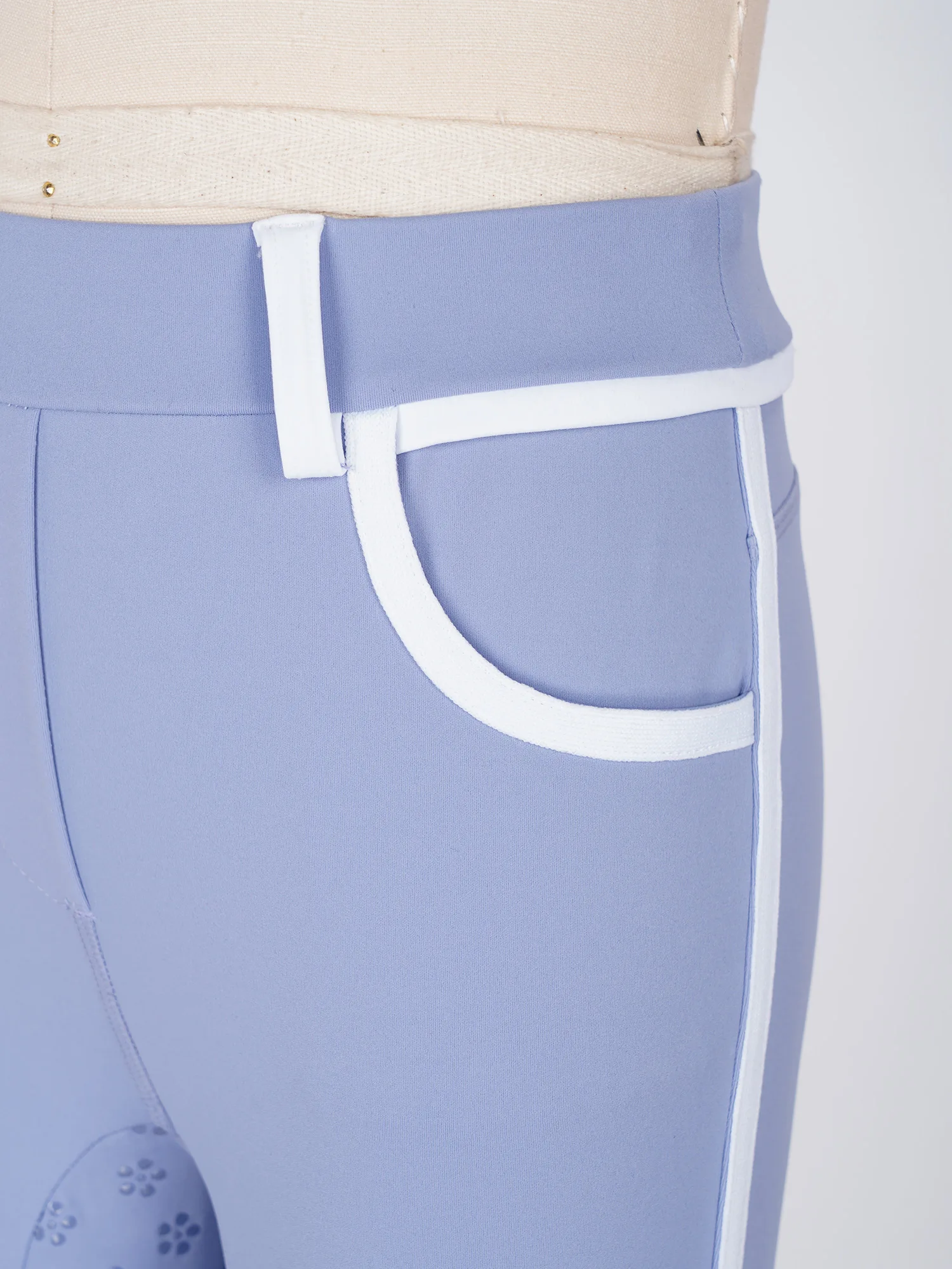Pantaloni da equitazione antiscivolo per bambine, leggings equestri con bordi a contrasto, tasche e passanti per cintura