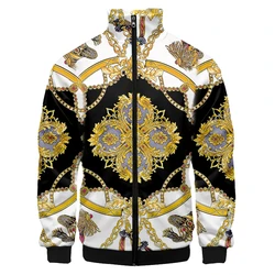 New Luxury Golden Pattern MenWomen's Jacket Bomber Men's Jacket Women Pockets Zipper Long Sleeve Coat Top Spring Clothes Jackets