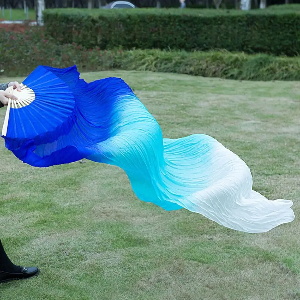 

150 см разноцветный градиент цвета веер для танца живота детский женский длинный имитация веера из искусственного шелка веера квадратные танцевальные аксессуары