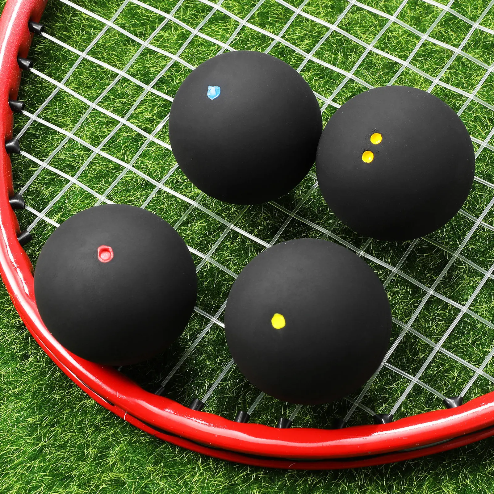 

4Pcs Squash Balls Professional Grade Rubber Squash Ball Set for Training Flexibility Reaction Speed Hand Eye Coordination Sport