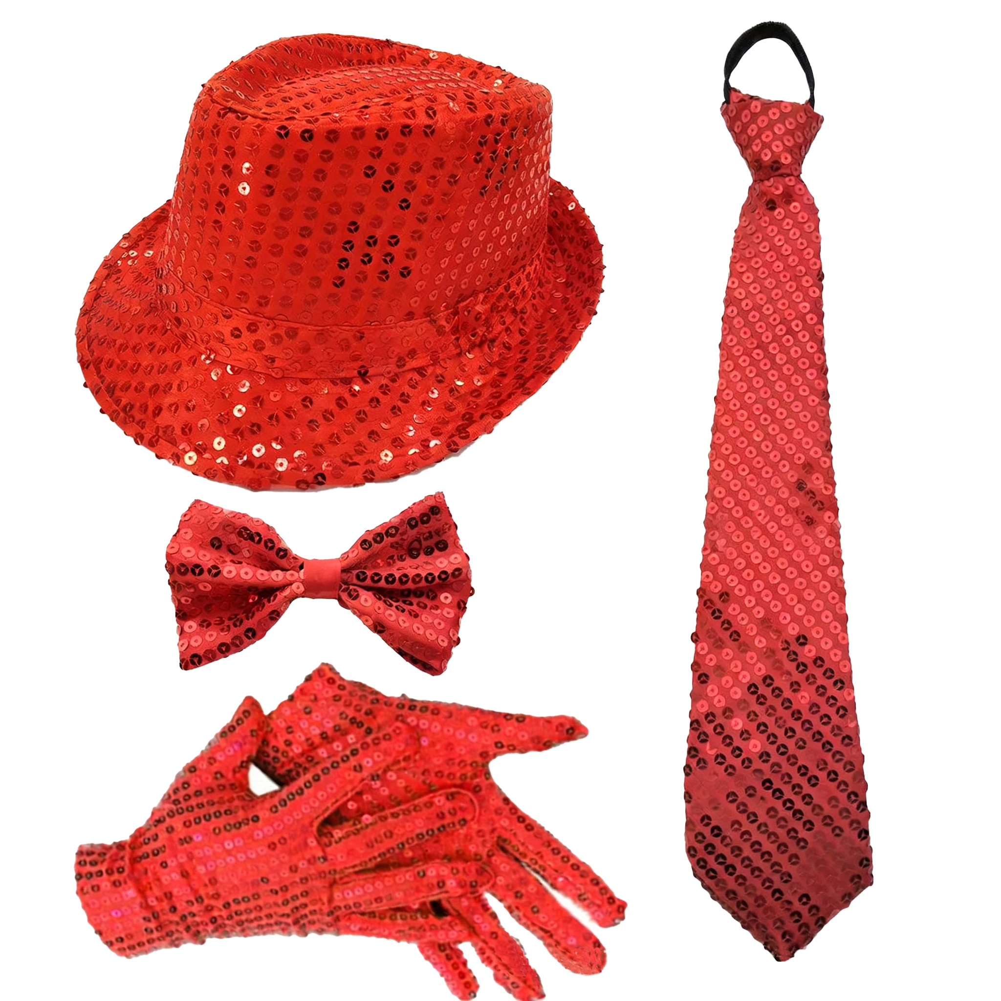 70년대 디스코 공연 소품 스팽글 모자 넥타이 장갑 서스펜더 무대 공연 할로윈 및 크리스마스 의류 액세서리