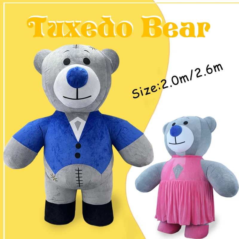 풍선 스왈로우 테일 베어 의상 거대한 플러시 웨딩 베어 모피 정장 마스코트 할로윈 카니발 의상 성인을위한