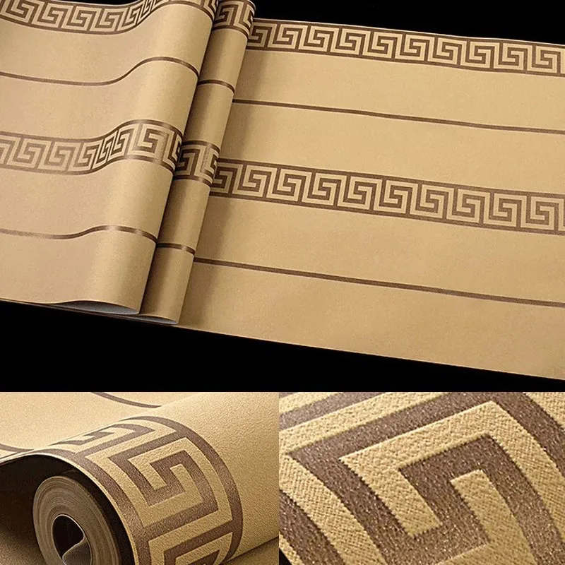 

New Chinese Wallpaper Key Fret Pattern Living Room Zen Geometric Wallpaper for Home Hotel Study Rooms Classical Home Wallpaper
