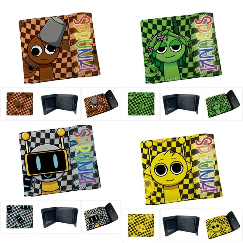 

Sprunki Short Wallets Pu Leather Fold Wallets Portable Game Cartoon Card Holder Coin Purses Printing Cover Bags Boys Girls Gift