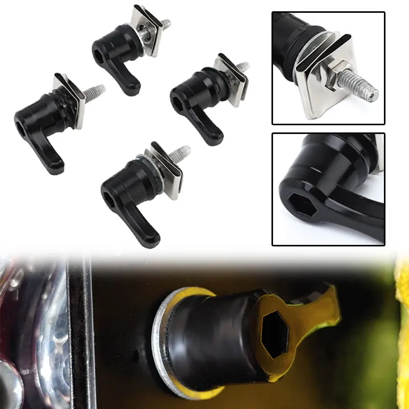 

4 Pcs Motorcycle Black Saddlebag Lever Lock Bolts Nuts Mounting For Harley Touring Road King Street Glide Electra Glide 93-22