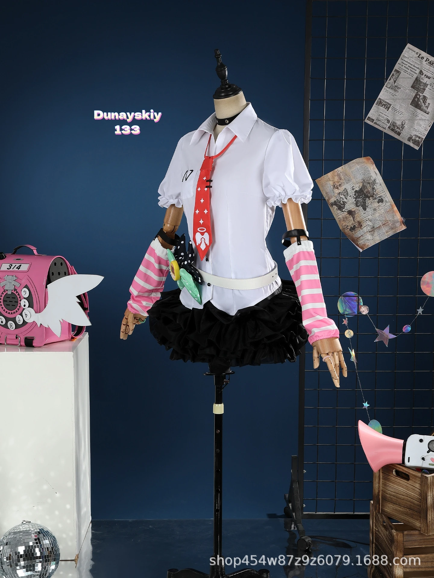 Zenless Zone Zero Angels of Delusion 치나츠 레미엘 코스프레 가발 드레스 유니폼 여성 소녀를 위한 이상적인 할로윈 파티 헤드웨어