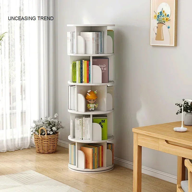 Rotating Bookcase Storage Floor Stand Simple Kids Picture Book Shelf Student Estanteria Libros Modular Furniture