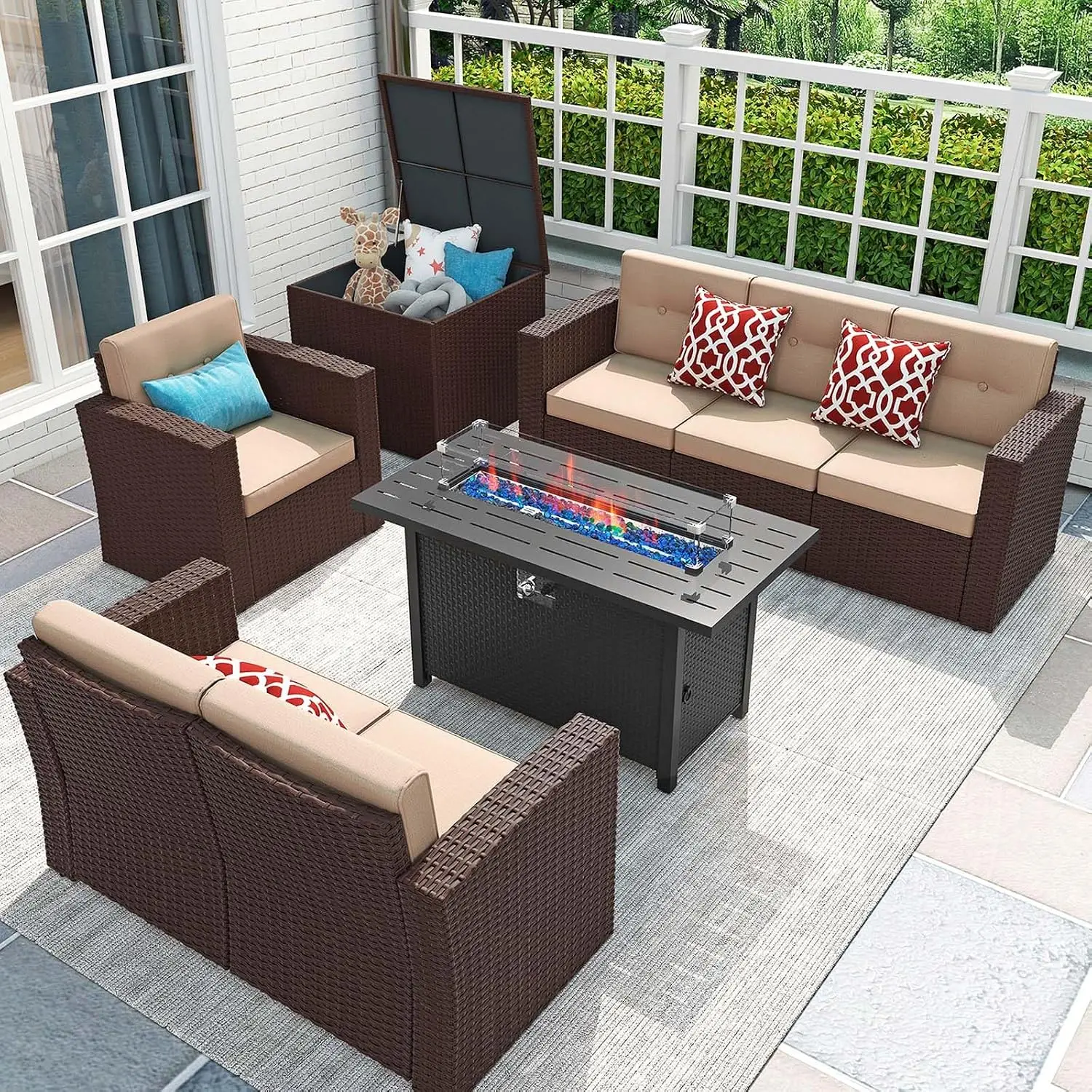 8-Piece Rattan Patio Set with 45