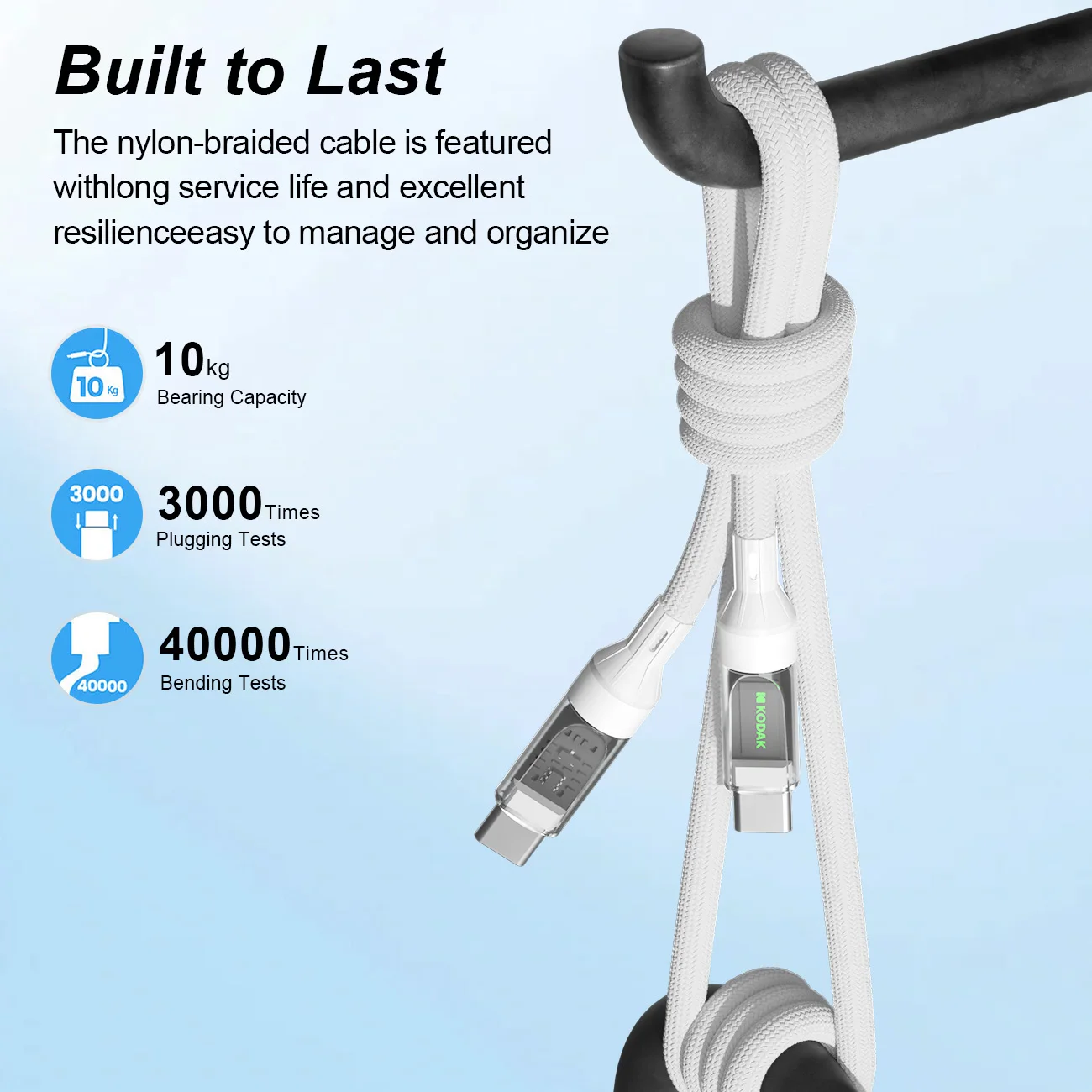 Kodak 60 Вт USB C — USB C Кабель для сверхбыстрой зарядки с подсветкой 1,2 м Подходит для iPhone 15 16 Samsung Xiaomi Huawei Кабель для зарядки