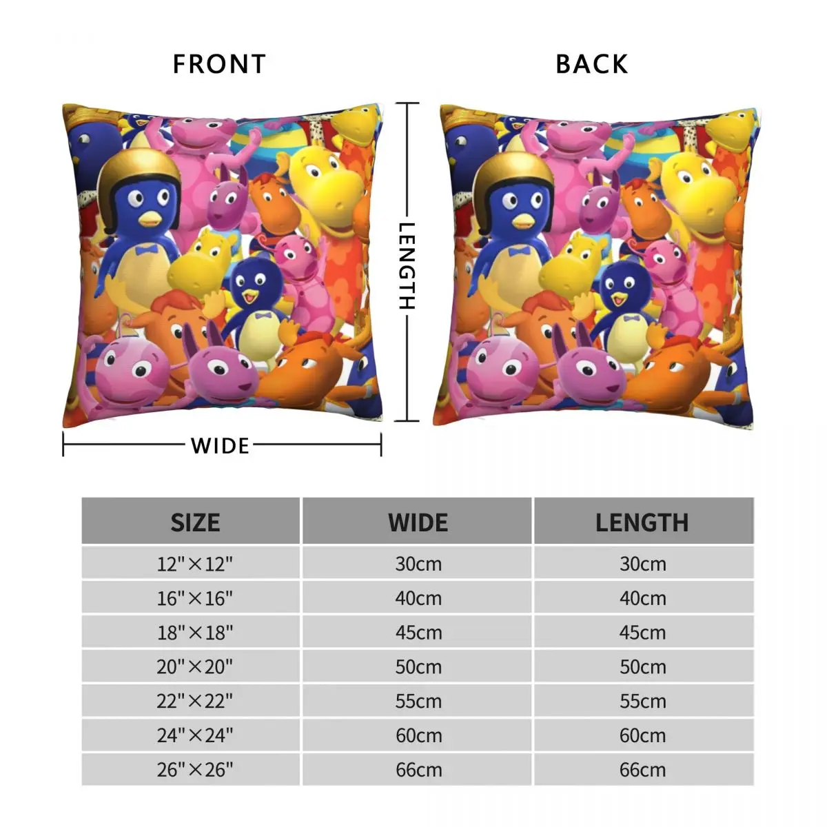 Backyardigans Collage Square Pillowcase Polyester Linen Velvet Creative Zip Decorative Throw Pillow Case Home Cushion Cover