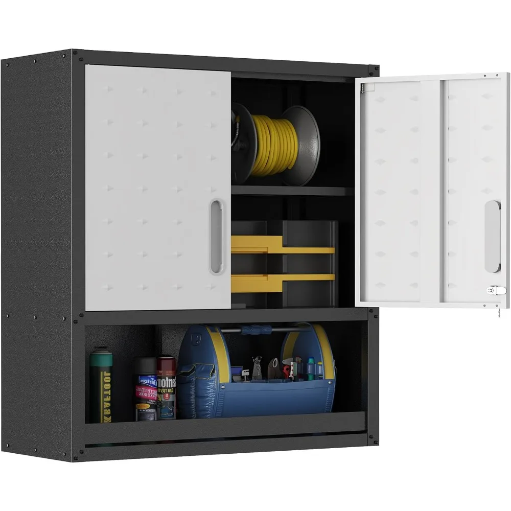 

Металлический настенный шкаф для гаража с замком, настенный стальной шкаф для инструментов с дверцами, усиленный, для тяжелых условий эксплуатации