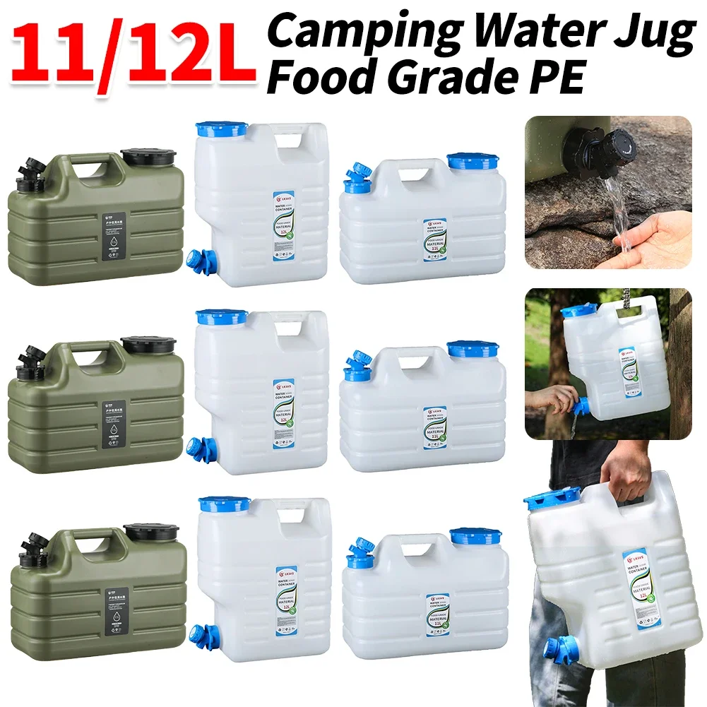 11/12L Water Storage Container with Faucet Portable Water Tank Large Capacity Drinking Water Bucket for Vehicle Car Camping