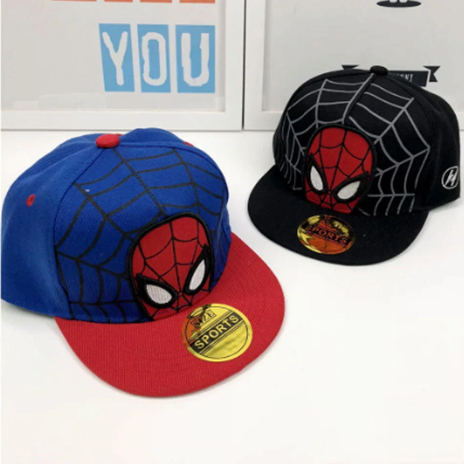 2026 HotAnime Cartoon Spiderman Hats for Kids Toddler  Baseball Cap Spring Snapback Hip Hop Adjustable Caps