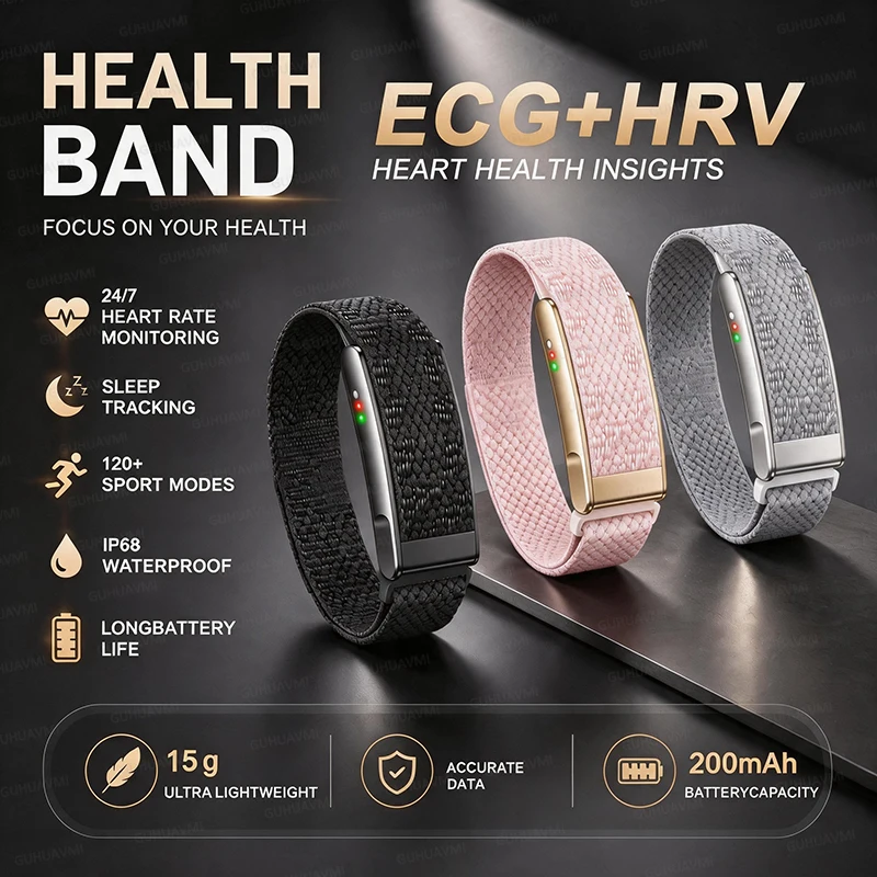 New No Screen ECG+PPG Nursing Grade Smart Bracelet HRV Body Fat Blood Pressure Body Temperature Men Women Health Sports Watches