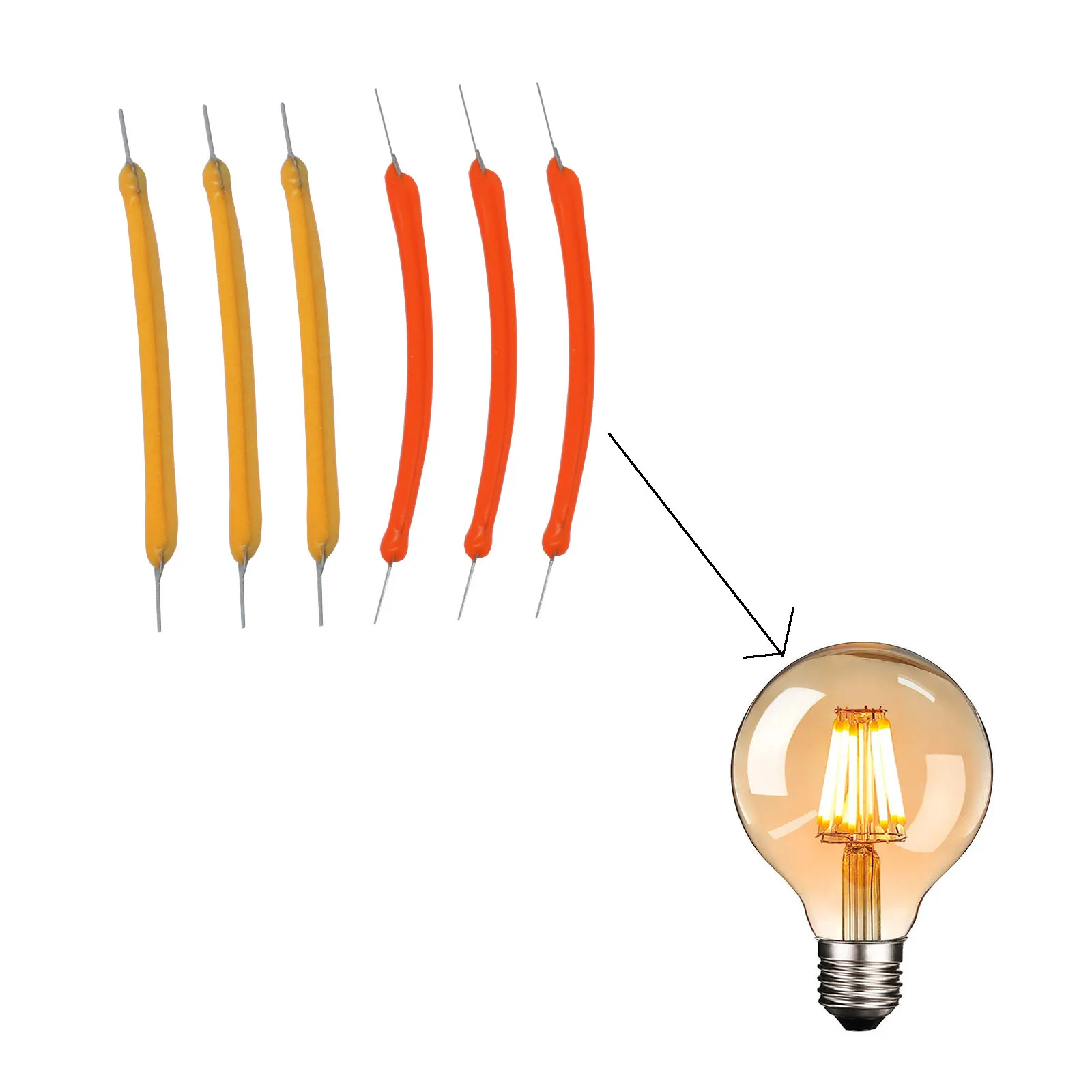 20pcs 38mm 3V COB Flexible LED Filament 2200K Red Edison Bulb Parts Lamp Incandescent Light Accessories Diodes