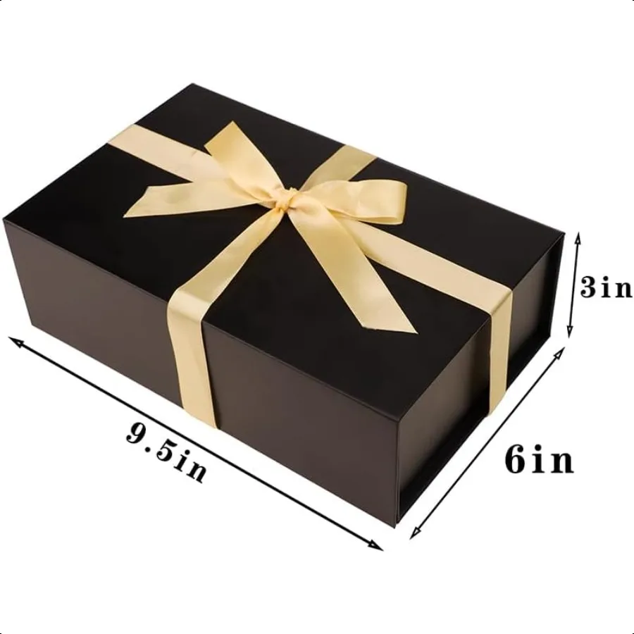 1 Stück schwarze Geschenkbox 9,5 x 6 x magnetische Geschenkbox für Geschenke mit Deckel, zusammenklappbar, für Brautjungfern-Antragsbox, Hochzeit, Weihnachten