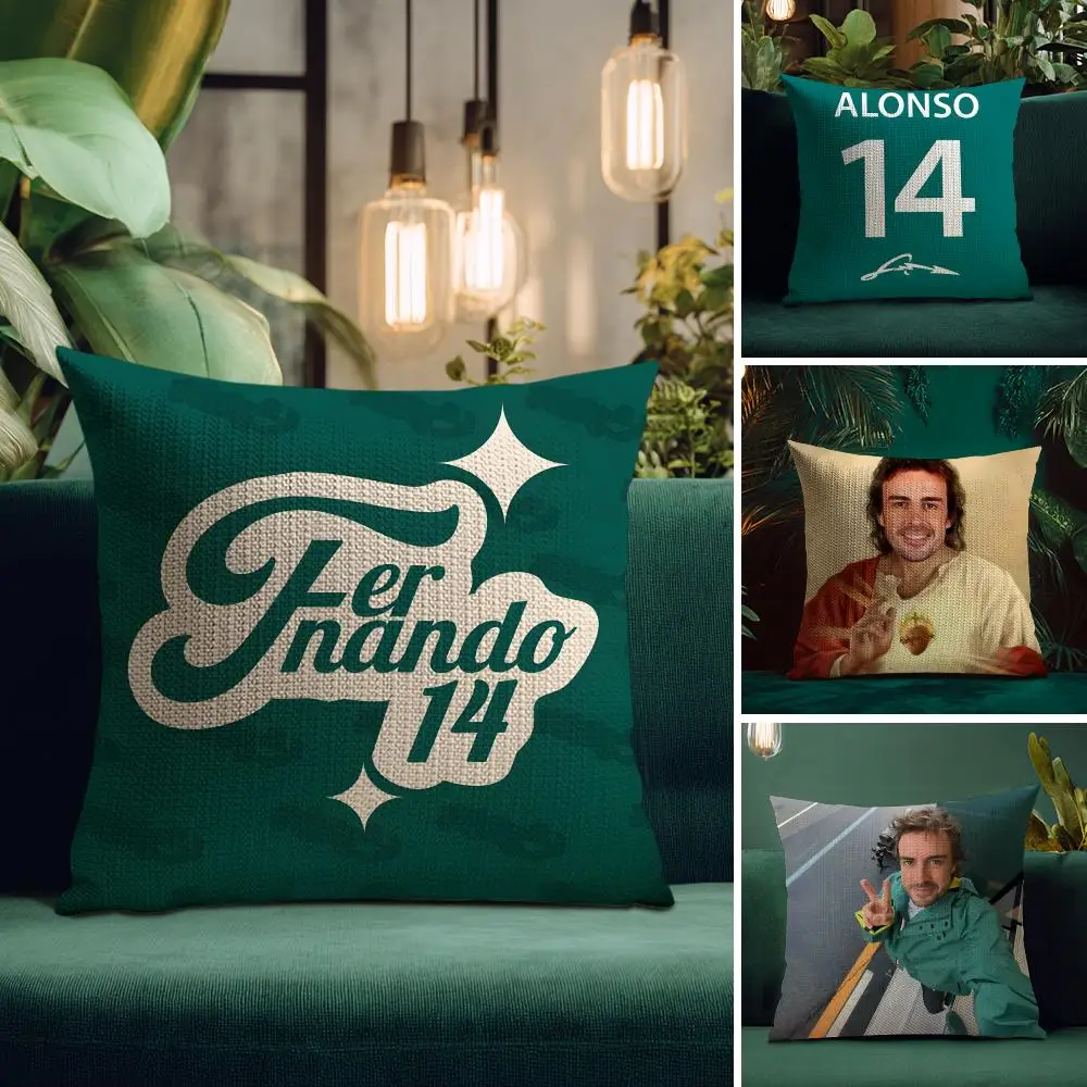 Rider F-Fernando Alonso Cushion Cover Natural Linen Pillow Case Double-Sided Print Decorative Sofa Pillowcase Home Decor Gift