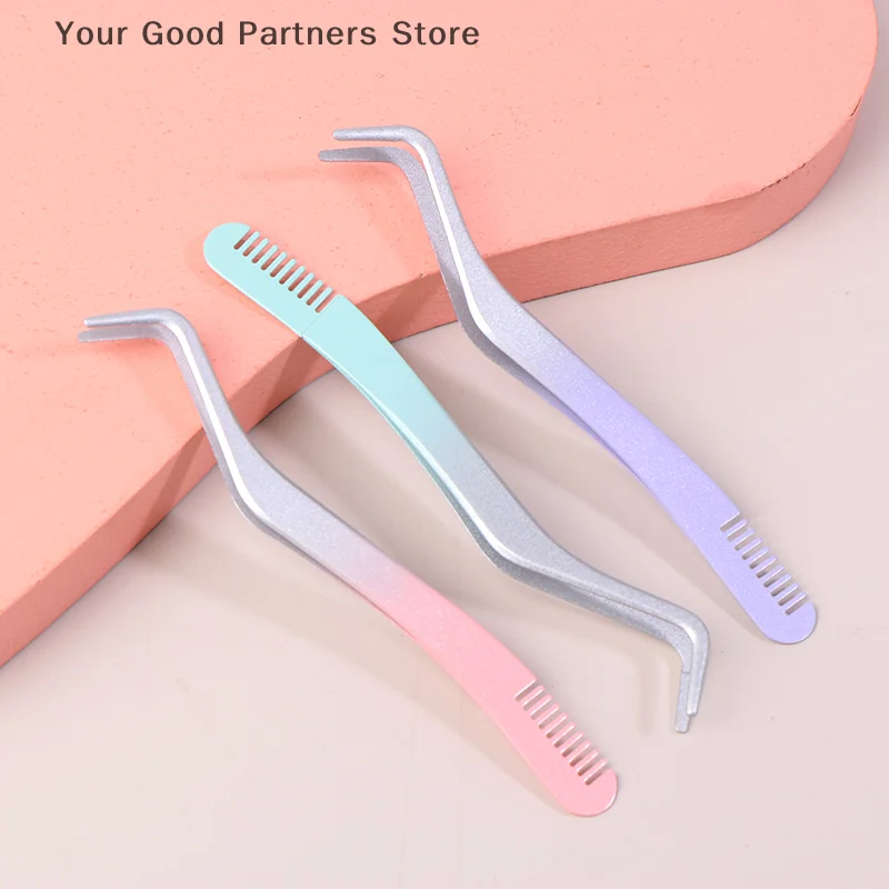 1 PC 속눈썹 빗 족집게 메이크업 스테인레스 스틸 비자 성 핀셋 볼륨 3D 속눈썹 연장 족집게 도구