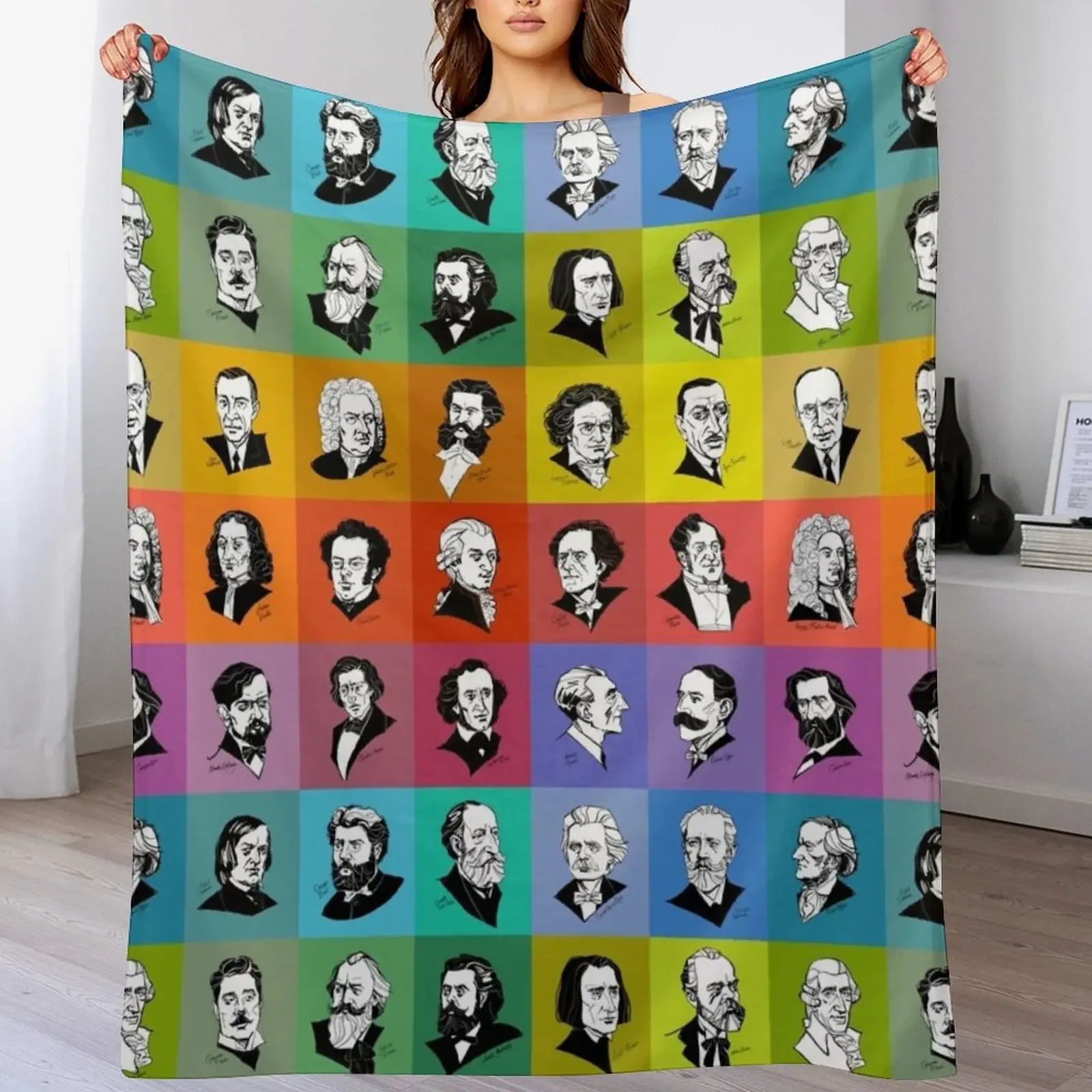 Great composers (multicoloured version) Throw Blanket All Weather Soft Throw Blanket for Sofa