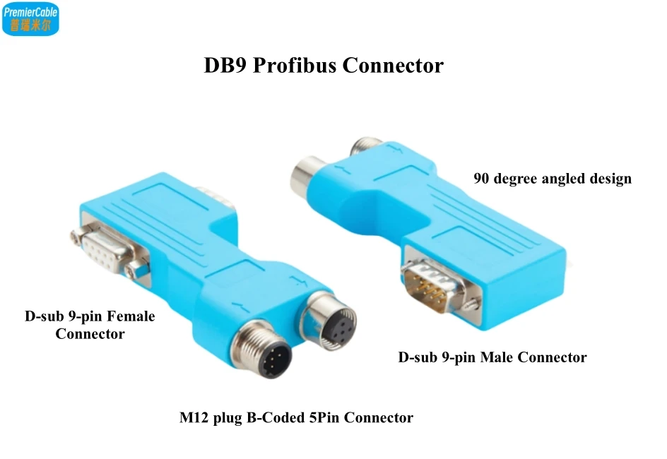 90-Grad-D-Sub-9-Pin-zu-M12-B-Code-Steckverbinder, Profibus DP-Bus-PLC-Buchse, kompatibel mit Phoenix Contact SUBCON-PLUS-PROFIB/90/PG/M12 – Detail 2