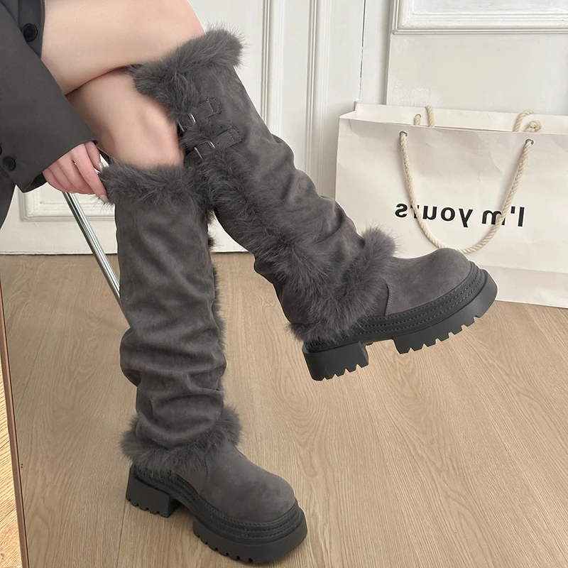 Szare futrzane buty z polaru, – Women'S Shoes recenzja i cena