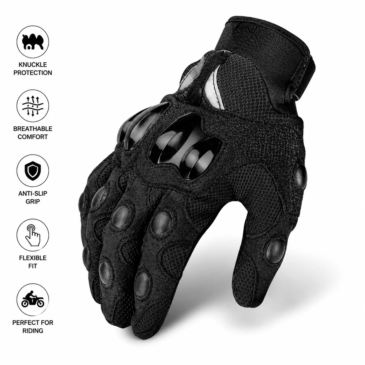 Mountain Biking Protective Gear - ถุงมือมอเตอร์ไซค์สำหรับผู้ชาย ขี่จักรยานเสือภูเขา ป้องกันนิ้วมือ ระบายอากาศ กันลื่น อุปกรณ์ขี่จักรยาน
