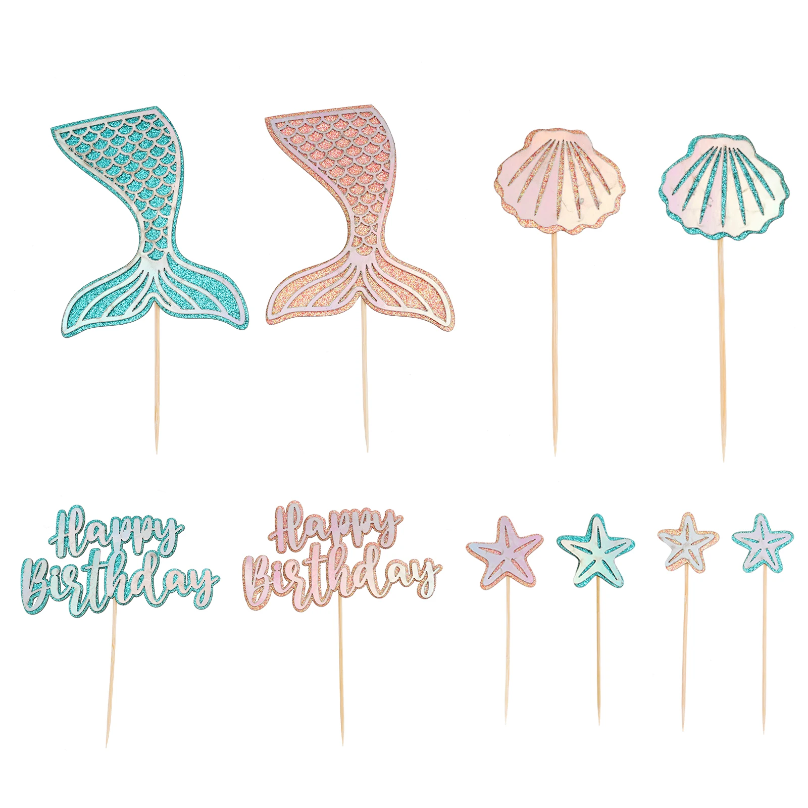 

Cake Decorations Sets Mermaid Toppers Birthday Picks Sparkling Cardstock Food Grade Sticks Birthday Cake Decor Girls