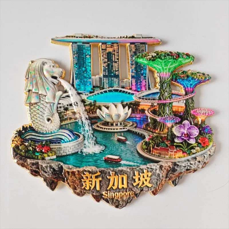 Singapore Fridge Stickers Metal Alloy Material Marina Bay Sands Merlion Fridge Magnets Birthday Gifts