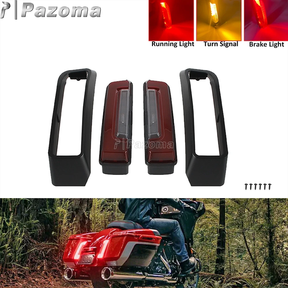 Motorcycle Saddlebag Side Light For Harley Touring Road Glide CVO 2024 Rear Fender Brake Lamp Smoke/Red Turn Signals Indicator