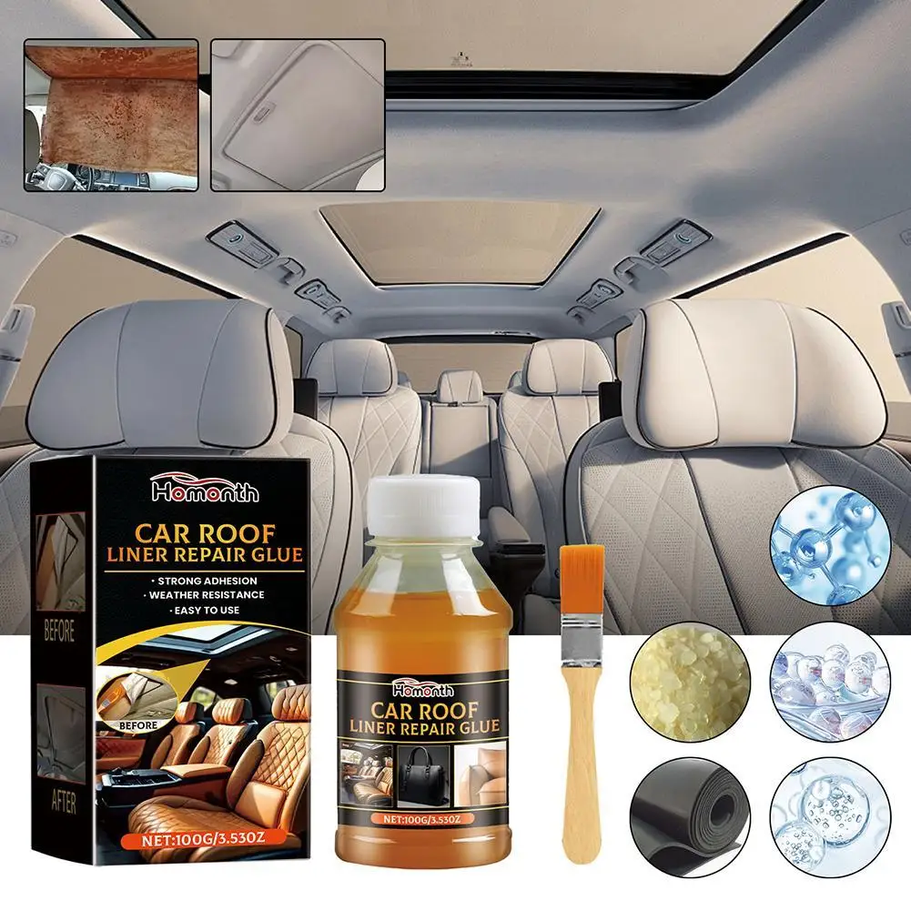 

Instant Adhesive Bonding Glue 100ml Car Interior Roof Liner Repair Glue Car Inside Roof Cloth Repair Leather Polyester Liquid