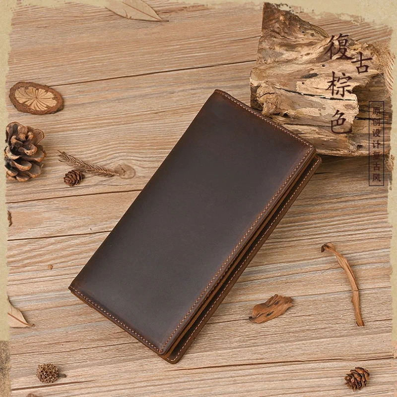 محفظة رجالية طويلة من جلد كريز - مراجعة Bifold Leather Wallet وسعره