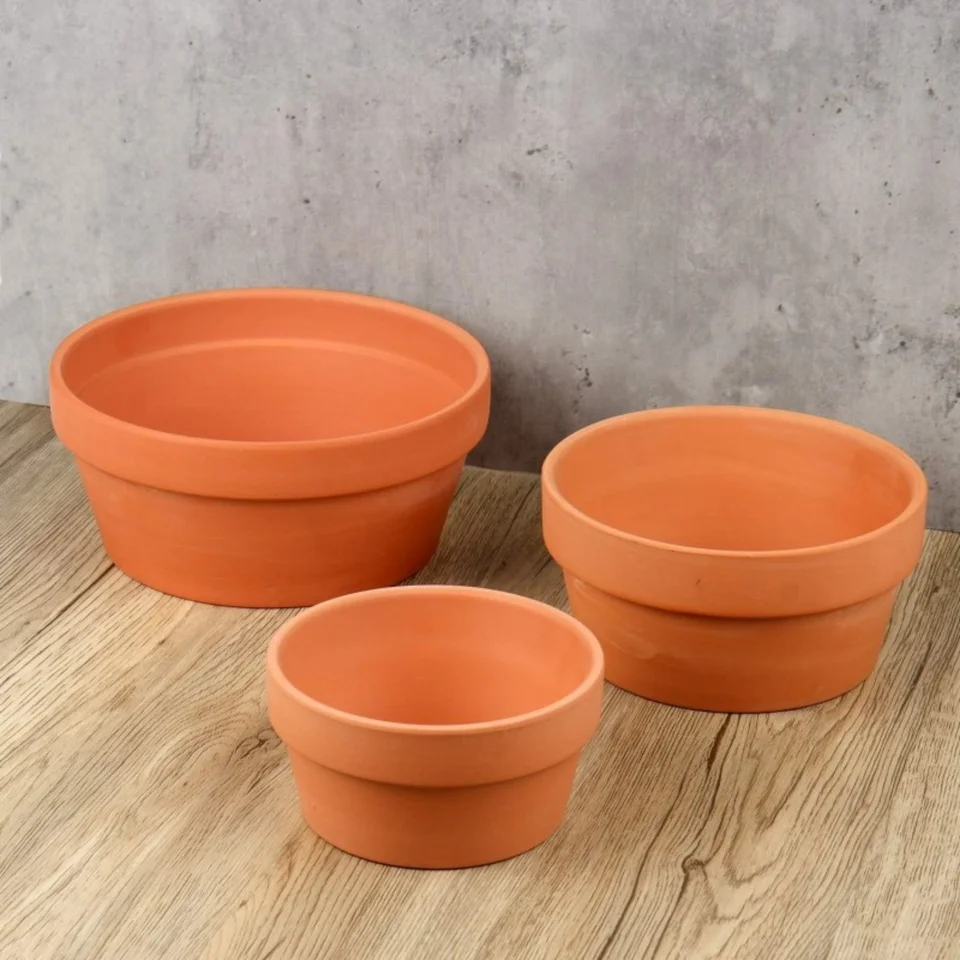 Set of 3 Shallow Terracotta Pots Plant Pots Clay Pottery Planter in  Different Sizes(8.2inch/6.7inch/5.5inch) with Drainage Hole - AliExpress 15