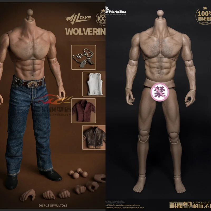 Worldbox At012 Thick Chest Wide Shoulder 1/6 Wolf Uncle Chest Hair Increase Muscle Corpse In Stock