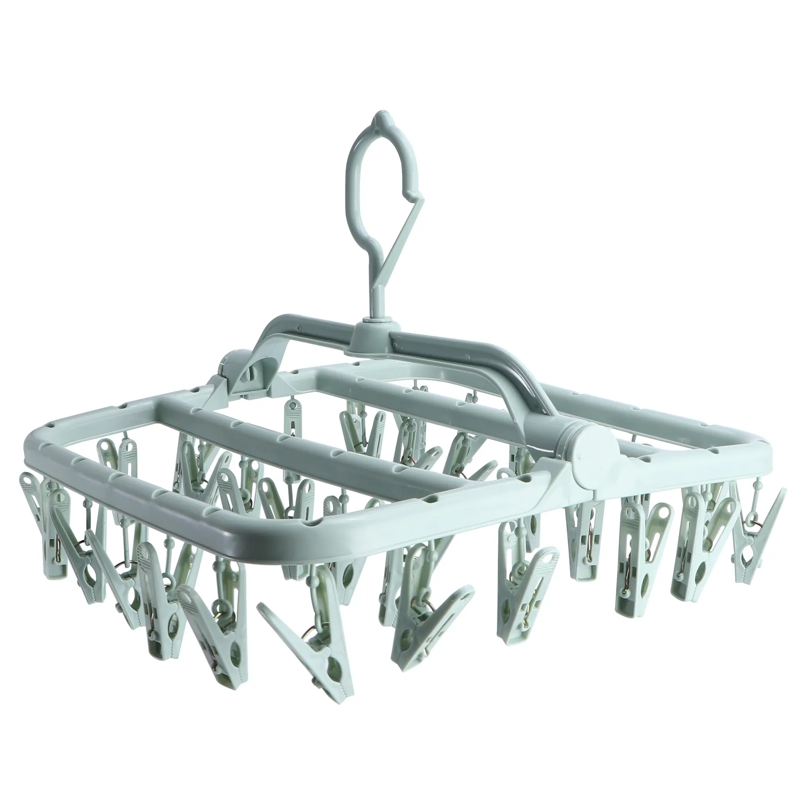 

Plastic Hanger Foldable Drying Rack Anti UV Pile Strong Spring 360 Degree Hook Laundry Solution Sock Underwear Hat