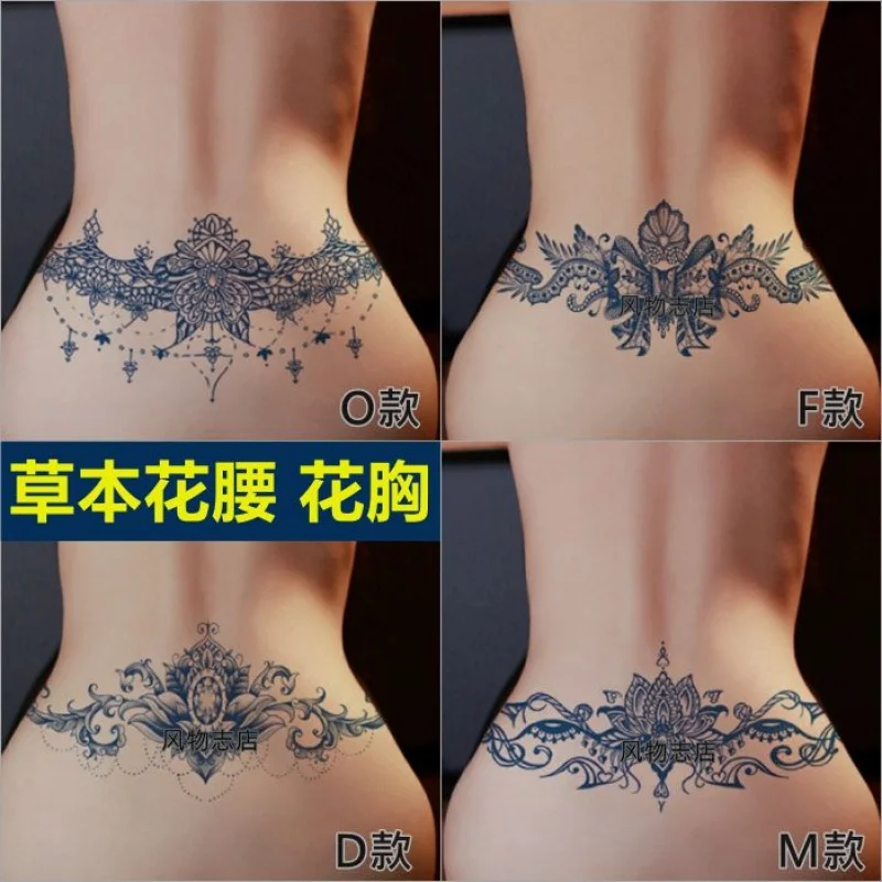 Tattoo Decals Corsage Waist Semi-Permanent Tattoo Stickers Men and Women Waterproof and Durable Juice Flower Arm Bow